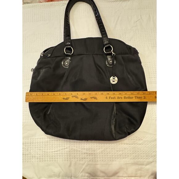 Travelon Black Tote Shoulder Bag Carry On Expandable Travel Turquoise Lining - Picture 7 of 14